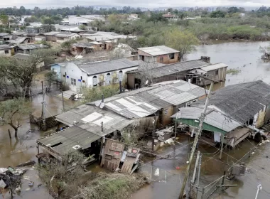 Locais alagados pela enchente no município de Eldorado do Sul. Foto: Bruno Peres/Agência Brasil